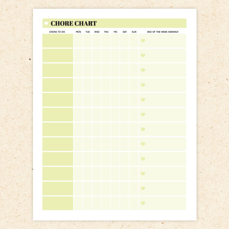 Free Printable Chore Chart For Families