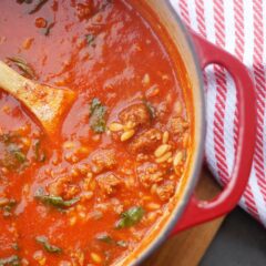 Easy Spicy Sausage and Orzo Soup