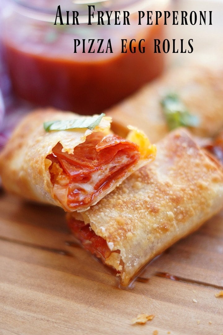 Air fryer pepperoni pizza egg rolls