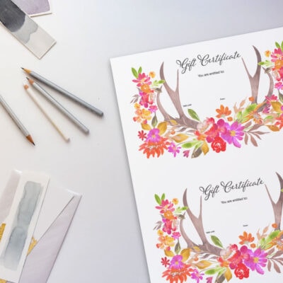 Free Printable Gift Certificates - Ideas for the Home