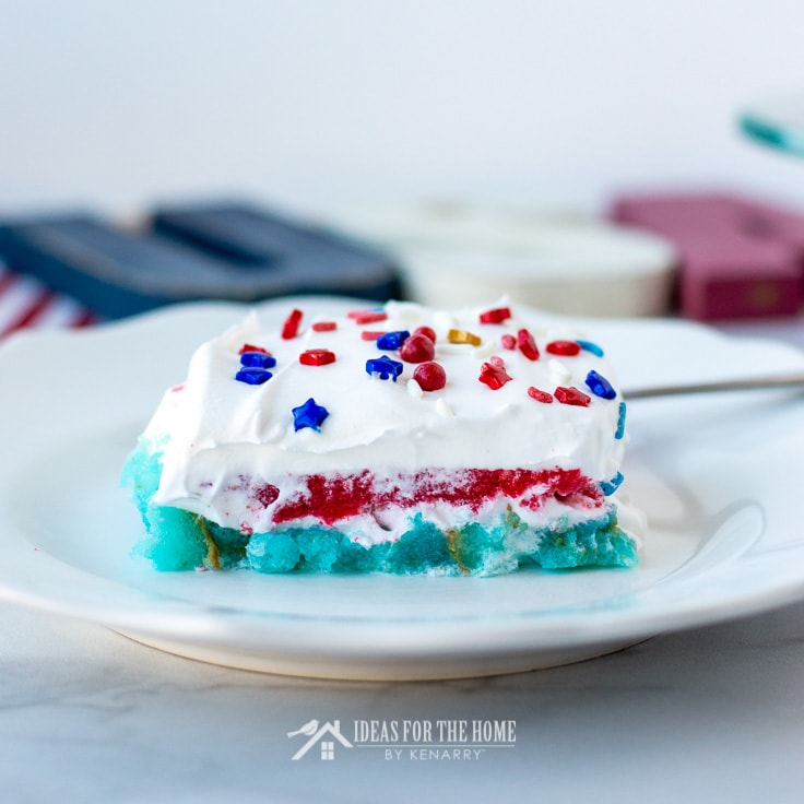 Red, White and Blue Layered Jello Cake for 4th of July