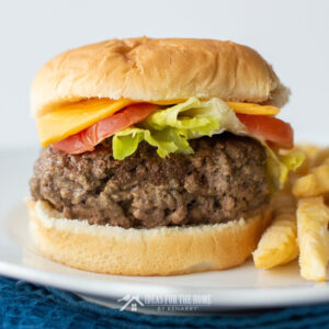 Close up of the best grilled hamburger ever - a meatloaf burger!
