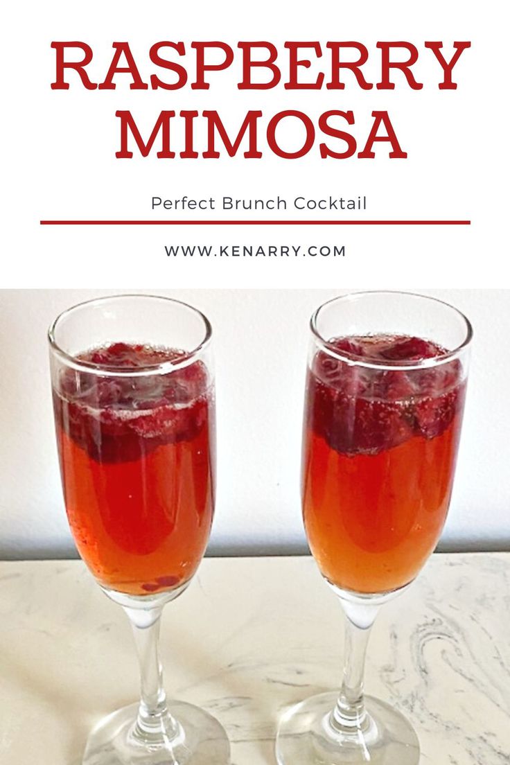raspberry mimosa two champagne flutes