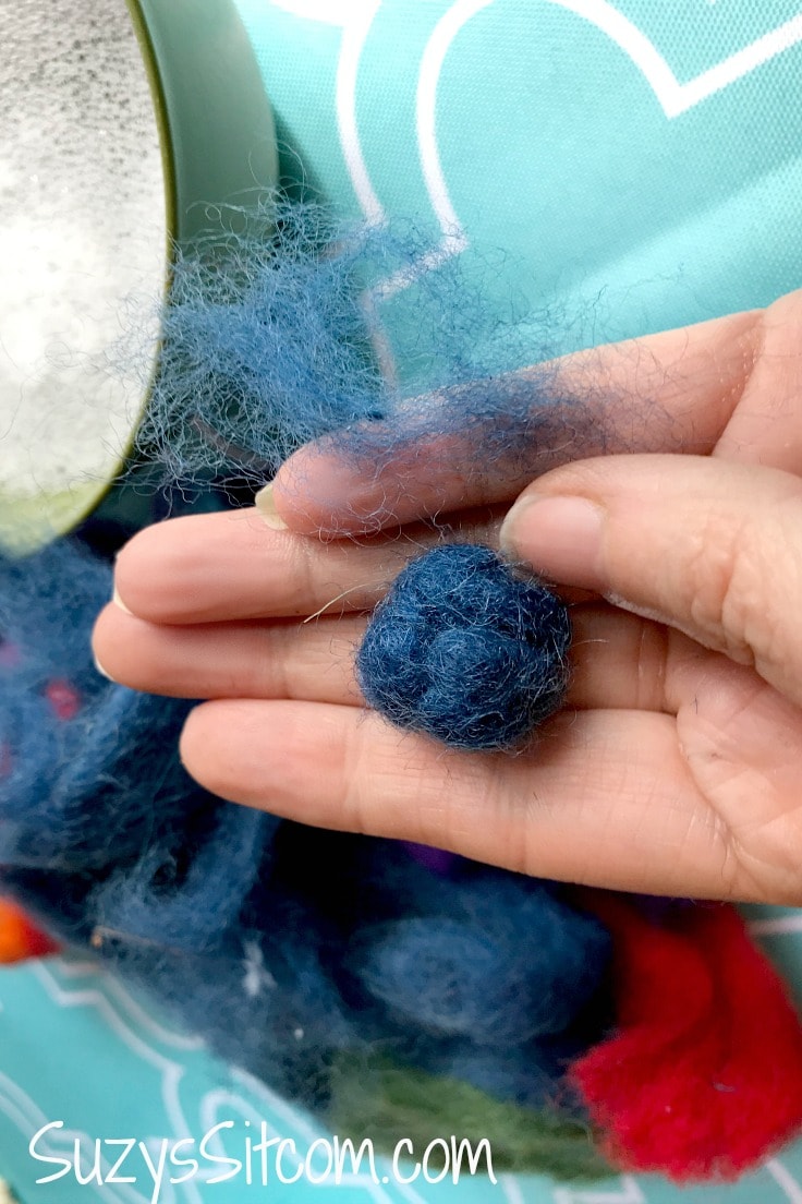 A ball of blue wool felt