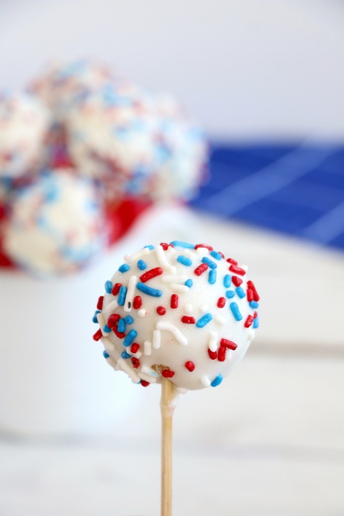 Red white and blue cake pops 