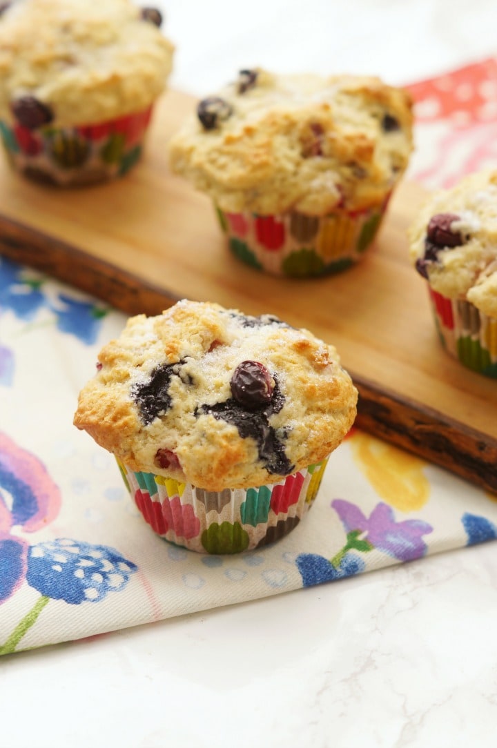4 blueberry strawberry muffins