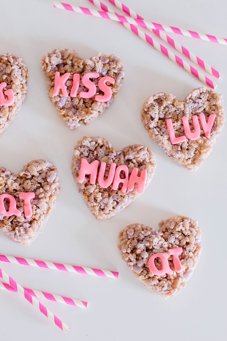 Rice Cereal Treats That look like conversation hearts