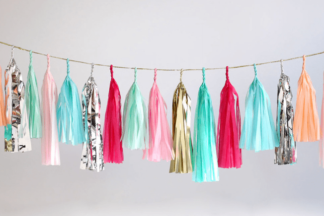 A decorative garland made out of paper tassels 