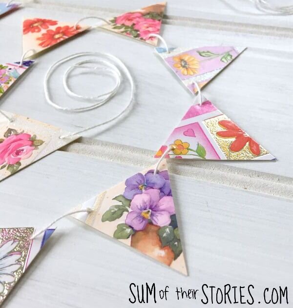 Upcycled greeting cards made into a garland 