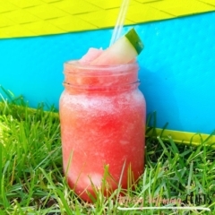 Our Watermelon Slush is a nice way to save the calories when you're wanting something like ice cream or a shake on a hot summer day. Easy to make and even yummier to drink.