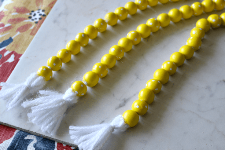 yellow polka dot wood beads