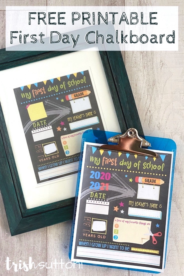 First Day of School Chalkboard About Me Free Printable