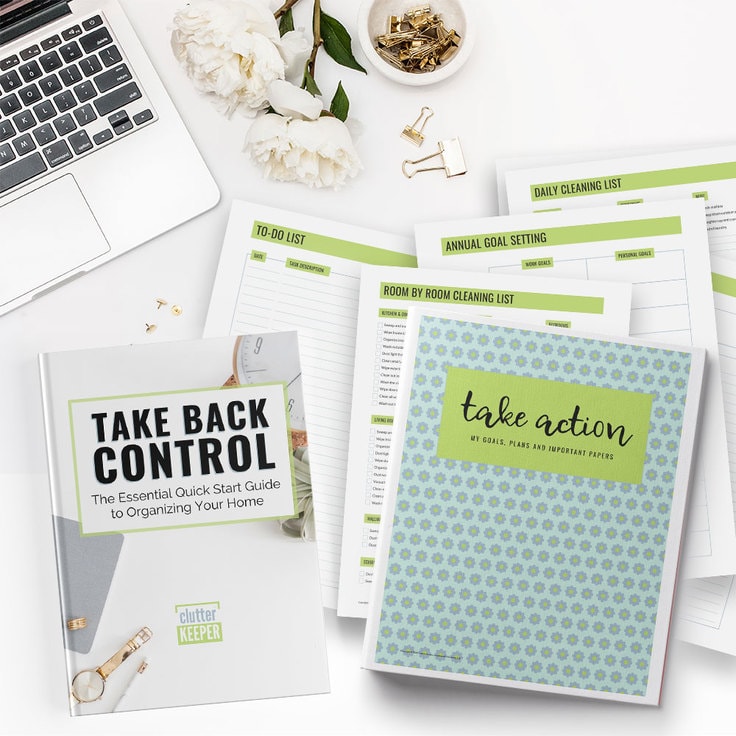 Take Back Control Quick Start Guide + Take Action Printables Binder Bundle from Clutter Keeper
