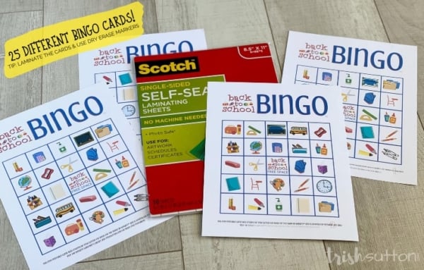 Bingo Back to School Free Printable Game (25 Bingo Cards)