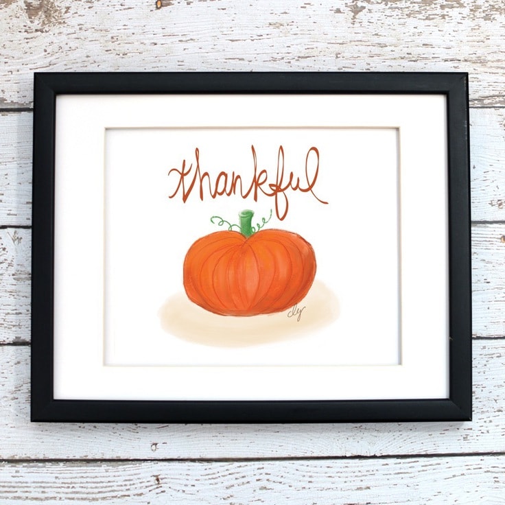 Thankful Pumpkin Fall Printable Art – Digital Print