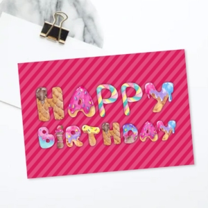 Preview of Pink Happy Birthday Card.