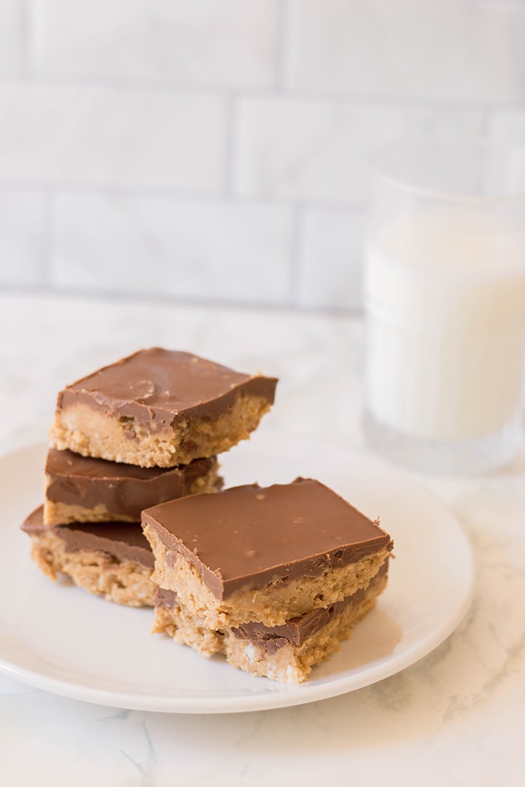 Milk and No-Bake Peanut Butter bars - an easy and simple dessert.