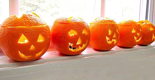 Halloween Tea Lights Made Out Of Oranges