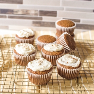 Glamour photo of the most delicious Gingerbread Cupcakes, made with a cake mix.
