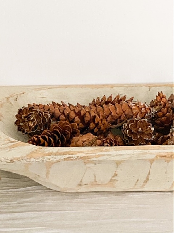 pine cones in dough bowl