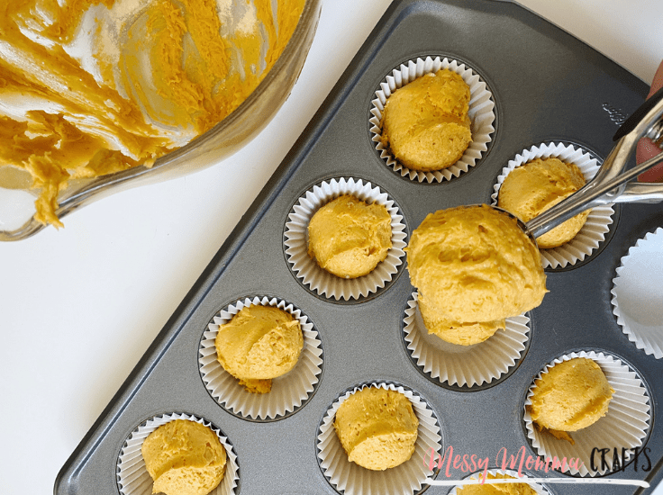 Pumpkin Cupcake batter smells like fall, especially when baking.