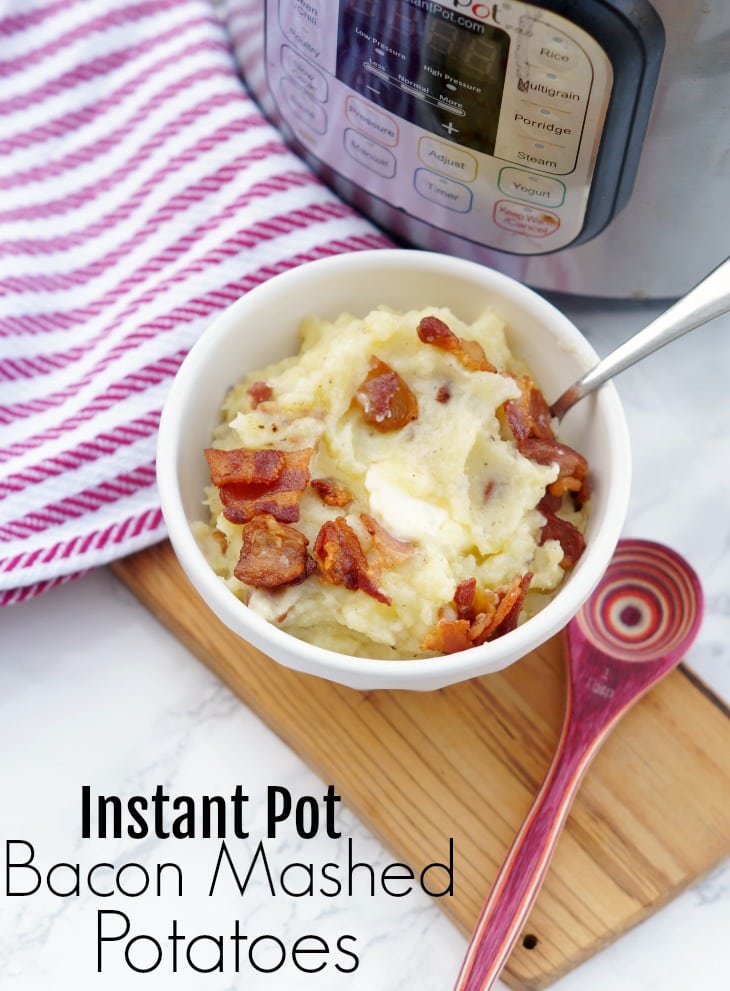 Instant Pot Mashed potatoes with crumbled bacon on top