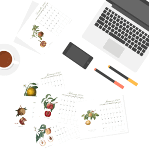 Get a jump start on your home organization goals with this 2021 printable calendar featuring vintage fruit.