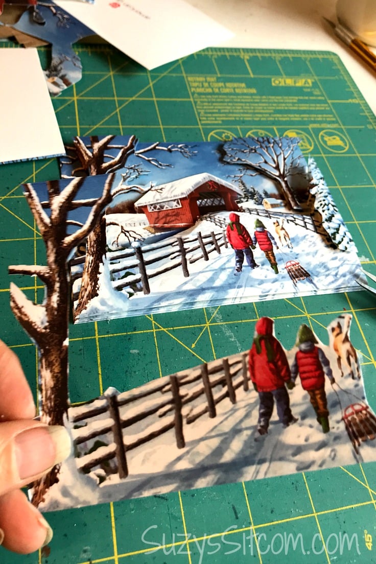 Cutting out more parts of the same card to create a 3D art