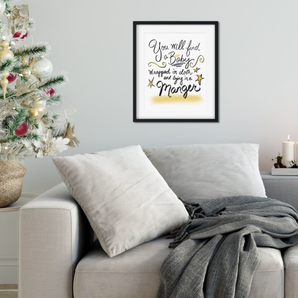 Baby Jesus in a Manger - Christmas Print - Digital Art