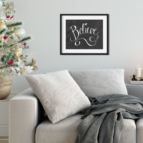 Believe - Chalkboard Christmas Printable - Digital Art