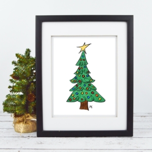 Christmas Tree with Ornaments - Printable - Digital Art