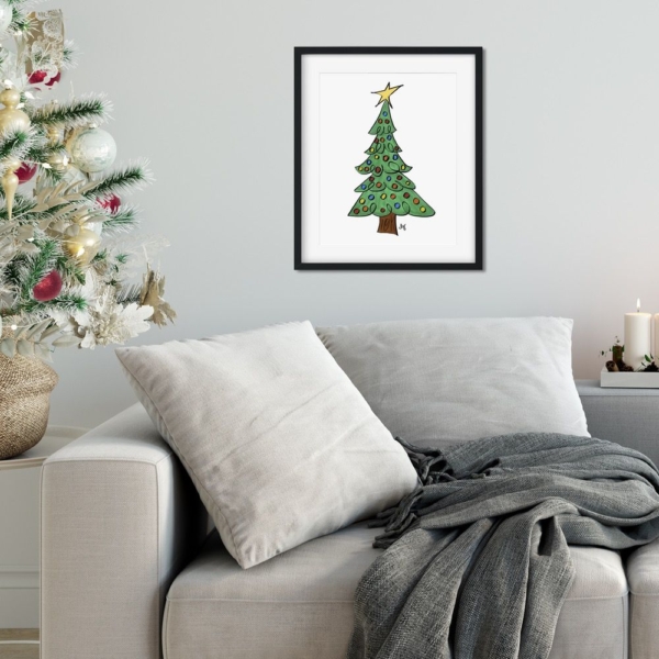Christmas Tree with Ornaments - Printable - Digital Art