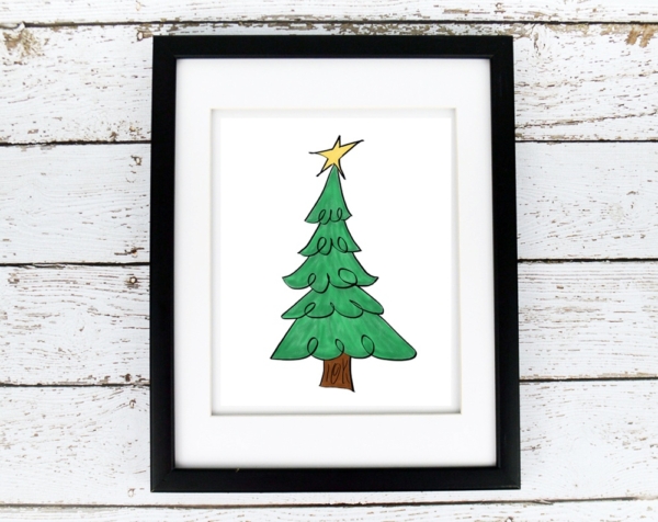 Christmas Tree with Star - Printable - Digital Art