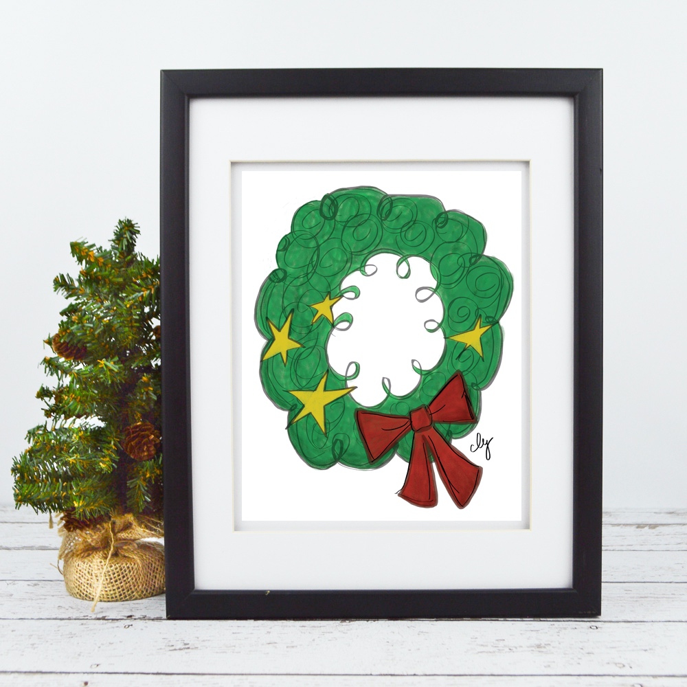 Christmas Wreath – Holiday Printable – Digital Art
