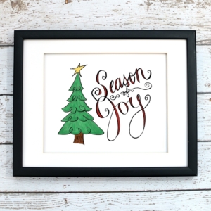 Season of Joy with Christmas Tree Print - Digital Art
