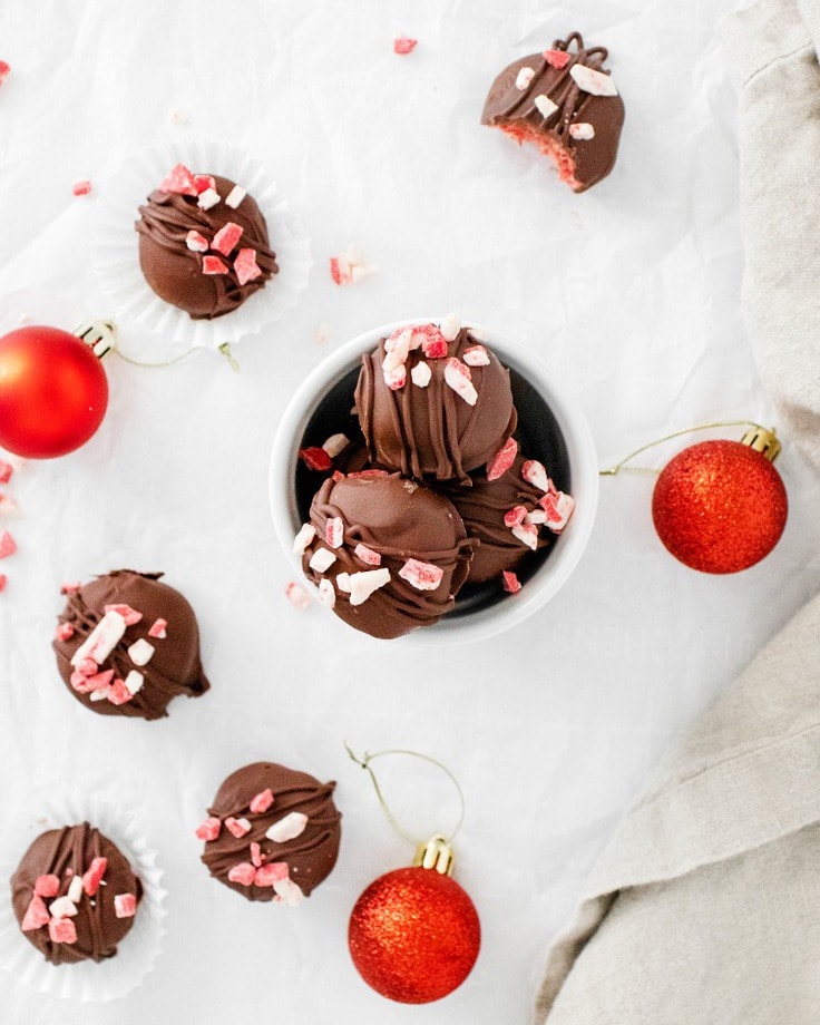 a bowl of peppermint chocolate truffles from Old House to New Home