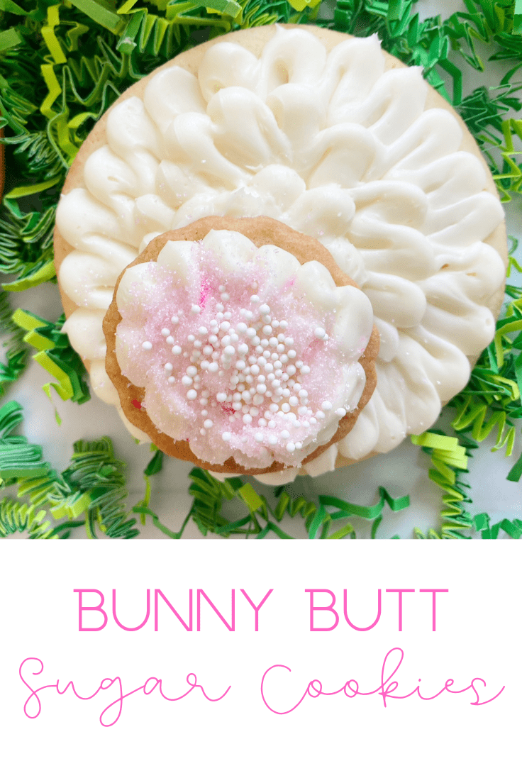 Easter bunny butt cookie with a tail and sprinkles.