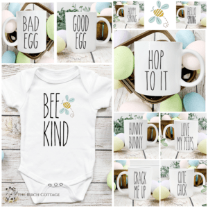 Use these 10 free Rae Dunn inspired Spring SVG files to create custom mugs, t-shirts, pillows, baby onesies and more!