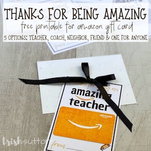 Printable Amazon gift card holder from Trish Sutton.