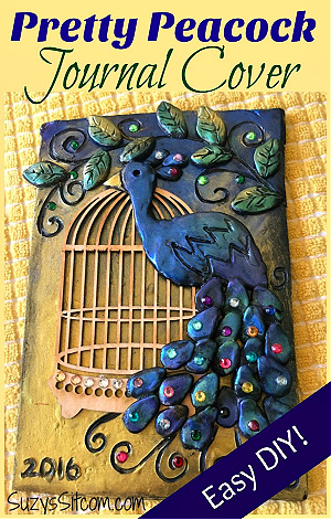 Clay peacock journal cover from Suzy's Sitcom.