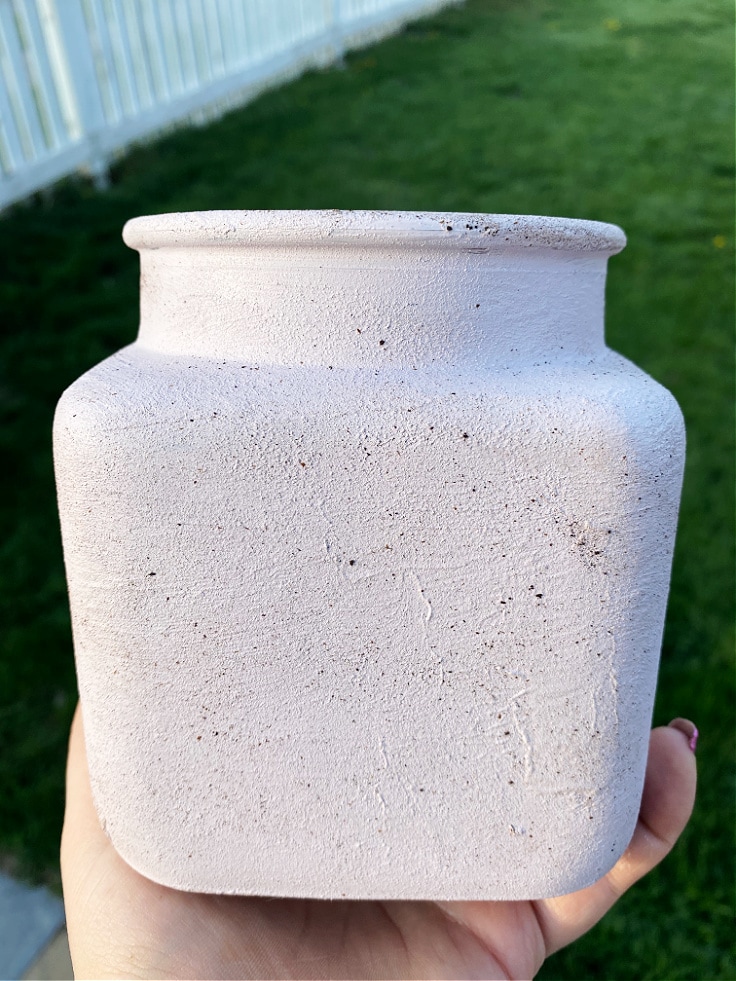 Square ceramic painted vase.