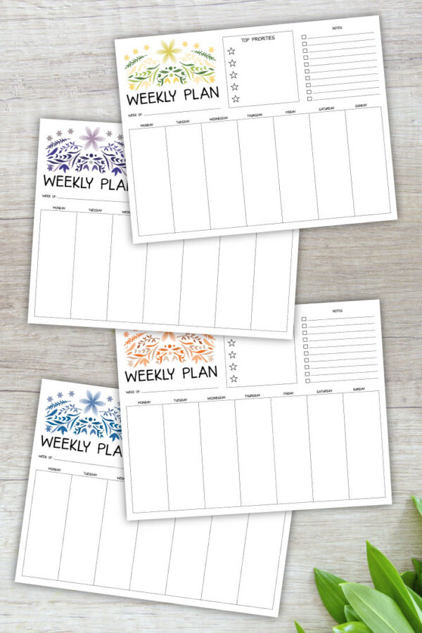 Free Weekly Planner Printables - Undated - Ideas for the Home