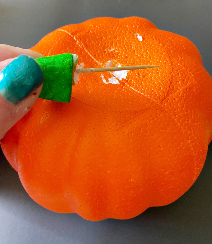 foam pumpkin with stem removed