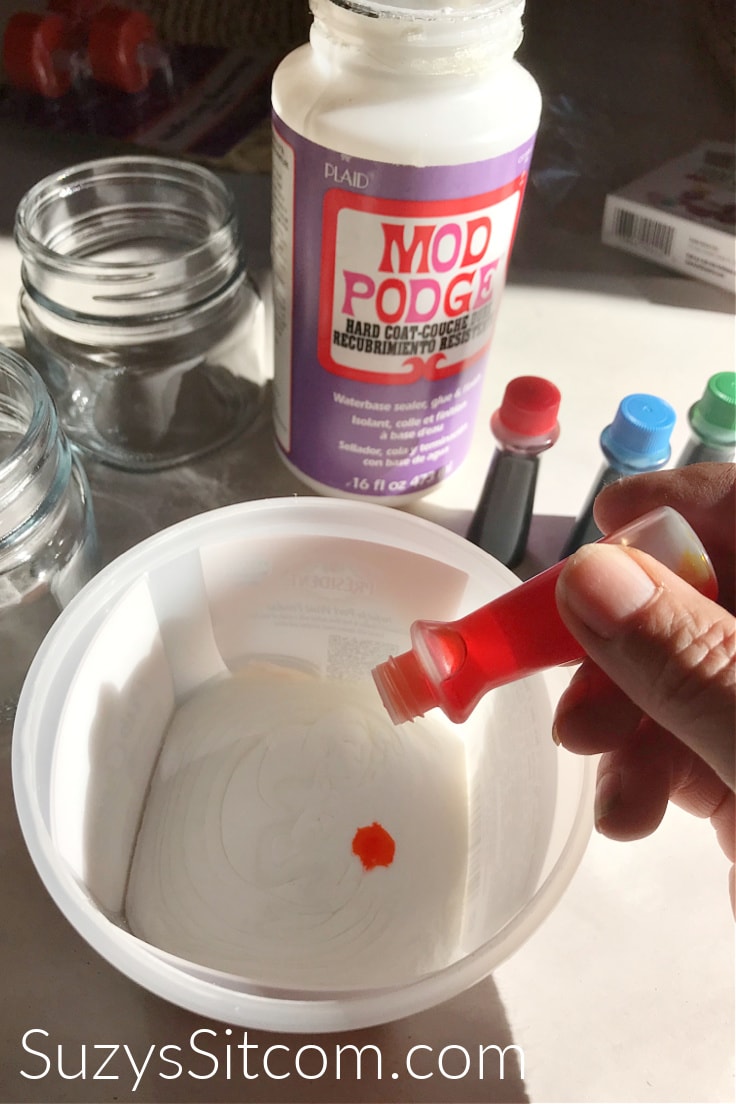 Adding red food coloring to Mod Podge 