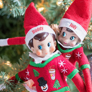 Buddy and Judy the Elf on the Shelf from One Mama's Daily Drama.