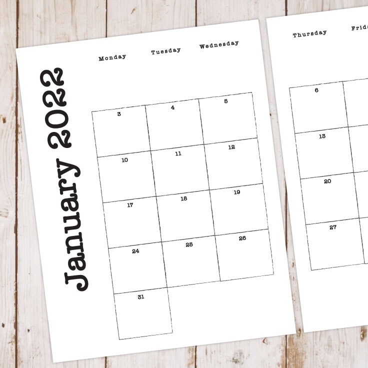 2022 Monthly Calendar Printable Freebie