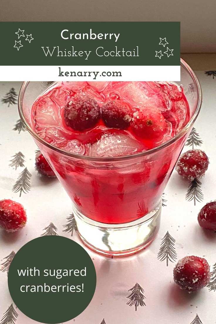 christmas cranberry whiskey cocktail pin image with text