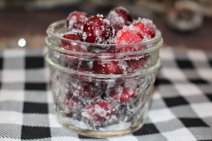 sugared cranberries in small jar