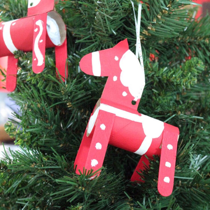 Paper tube dala horse Christmas ornament from One Mama's Daily Drama.