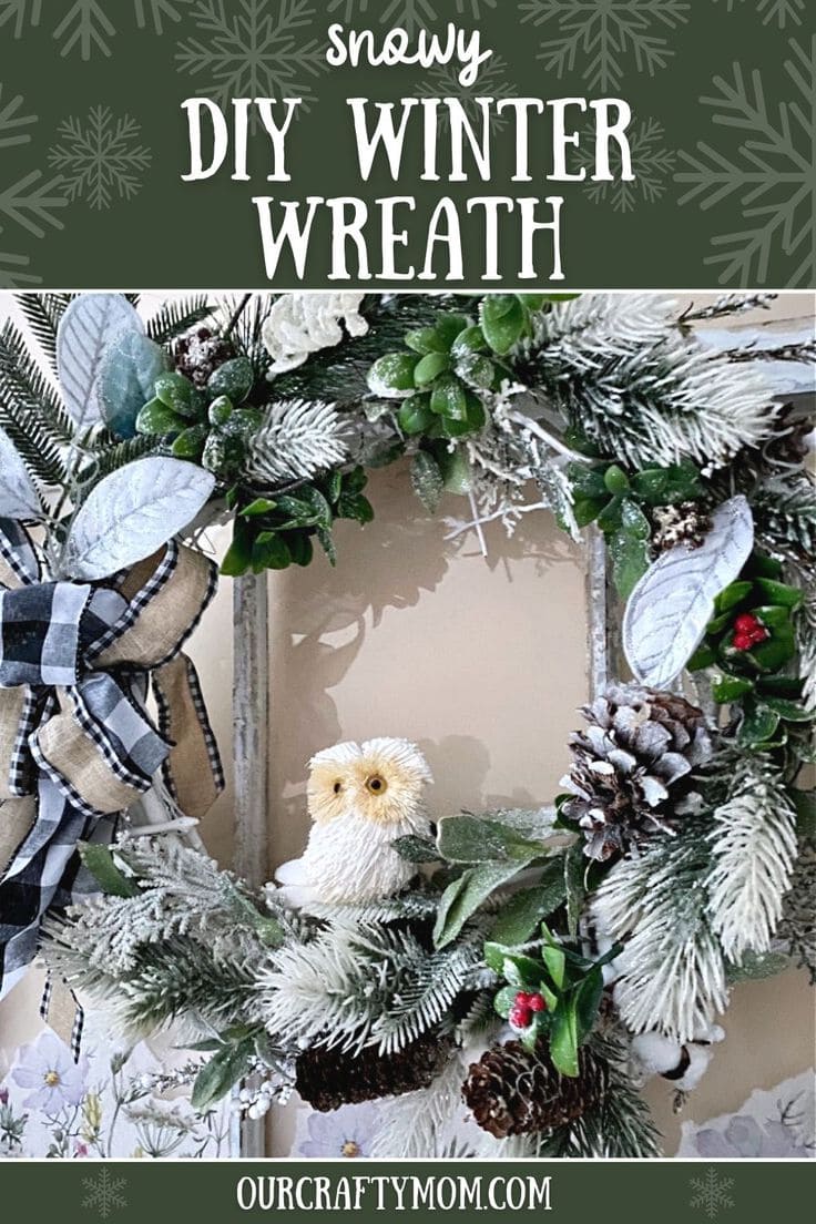 winter wreath pin image with text overlay